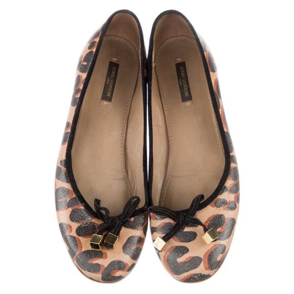 Authentic Louis Vuitton Leopard Ballet Flats Slip On Shoes Size IT 37.5/US 7-7.5 - Picture 1 of 5